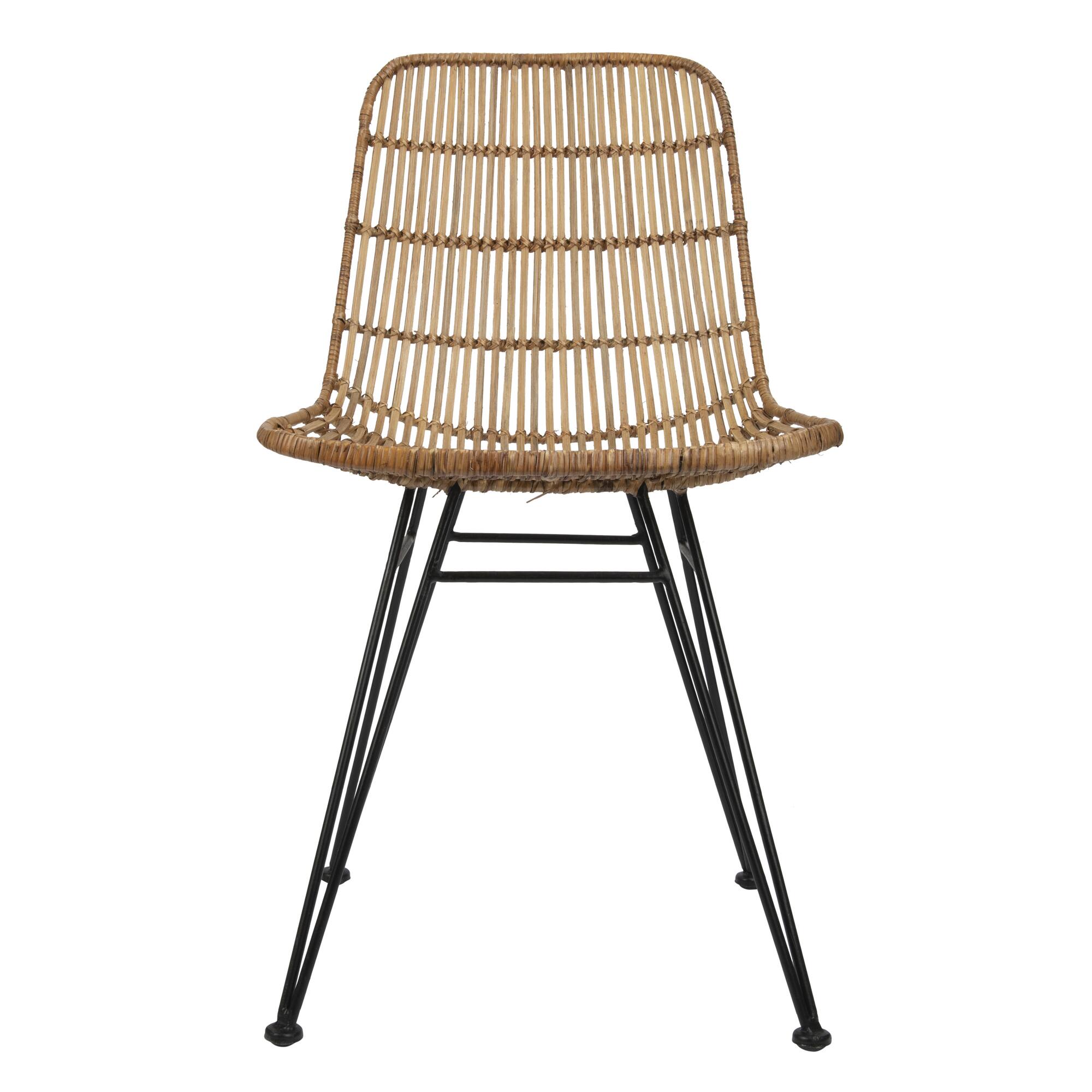 Hello Honey® Natural & Black Boho Rattan & Metal Dining Chair
